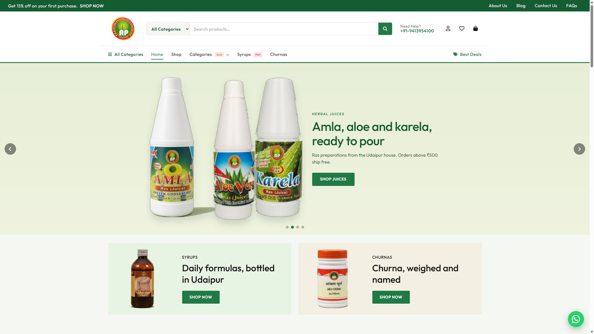 Attar Pharmaceuticals desktop homepage on Avid Ecommerce