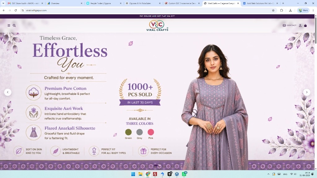 Viral Crafts desktop homepage on Avid Ecommerce