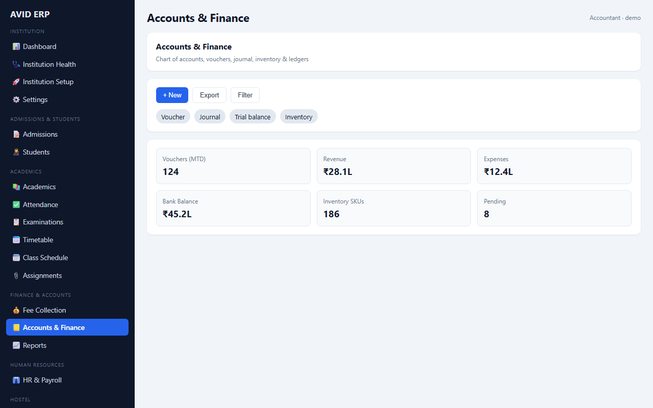 School ERP parent portal fees and transport