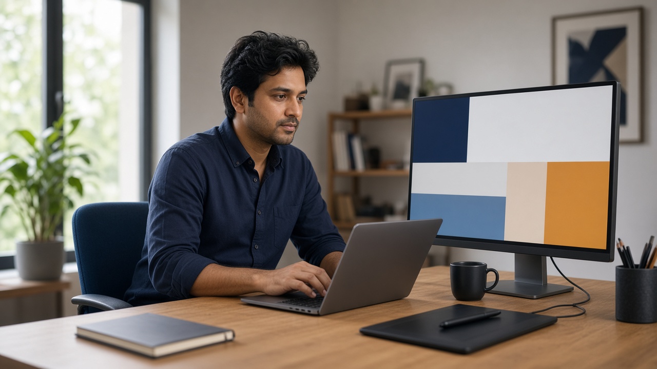 Professional designer working remotely for an international client